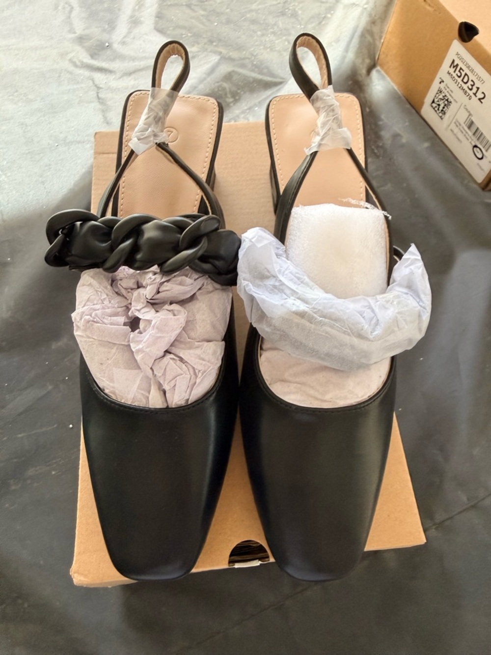 Black Women’s Slingback Square-Toe Flats